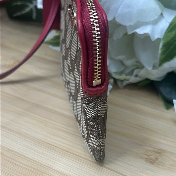 Coach Signature Brown and Red Wristlet - Picture 4 of 12